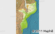 Physical Map of Mozambique, satellite outside