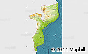 Physical Map of Mozambique, single color outside, satellite sea