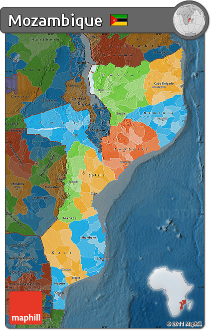 Political Map of Mozambique, darken