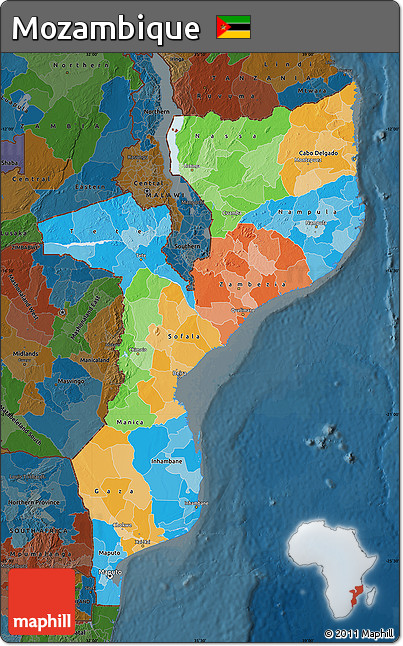 Political Map of Mozambique, darken