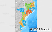Political Map of Mozambique, lighten, desaturated, land only