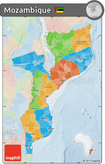Political Map of Mozambique, lighten