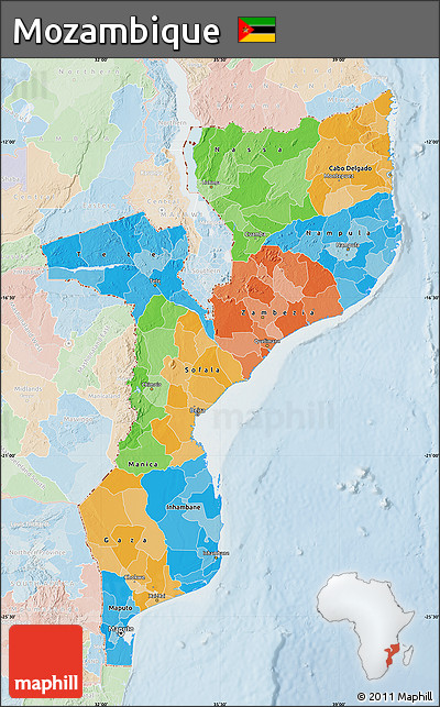 Political Map of Mozambique, lighten