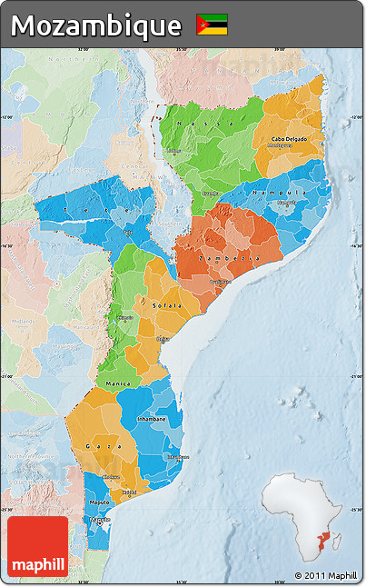 Political Map of Mozambique, lighten