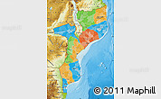 Political Map of Mozambique, physical outside