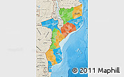 Political Map of Mozambique, shaded relief outside