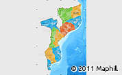 Political Map of Mozambique, single color outside, bathymetry sea