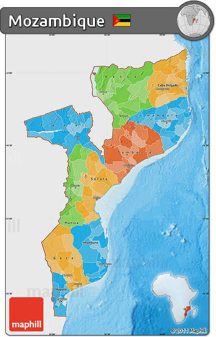 Political Map of Mozambique, single color outside