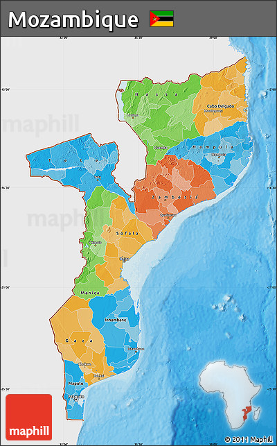 Political Map of Mozambique, single color outside