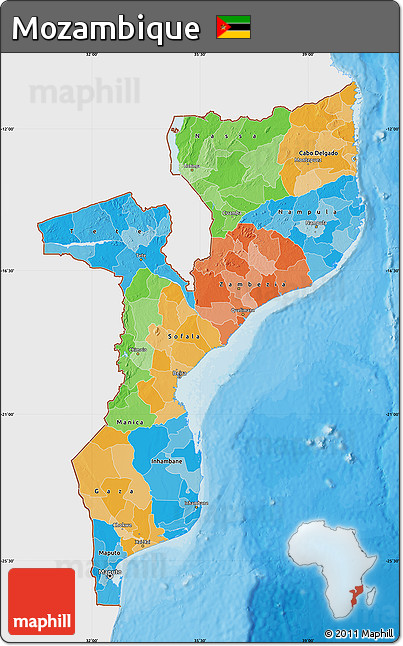Political Map of Mozambique, single color outside