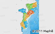 Political Map of Mozambique, single color outside, shaded relief sea