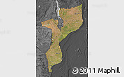 Satellite Map of Mozambique, darken, desaturated