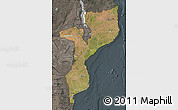 Satellite Map of Mozambique, darken, semi-desaturated