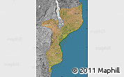 Satellite Map of Mozambique, desaturated, land only