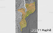 Satellite Map of Mozambique, desaturated