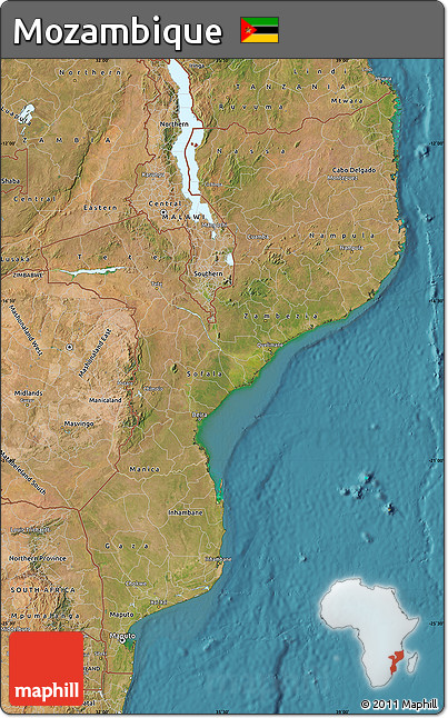 Satellite Map of Mozambique