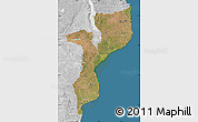 Satellite Map of Mozambique, lighten, desaturated, land only