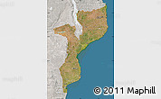 Satellite Map of Mozambique, lighten, semi-desaturated, land only