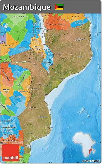 Satellite Map of Mozambique, political outside