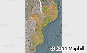 Satellite Map of Mozambique, semi-desaturated