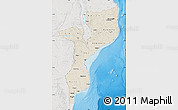 Shaded Relief Map of Mozambique, lighten, semi-desaturated, land only