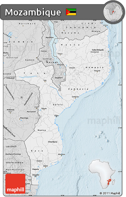 Silver Style Map of Mozambique