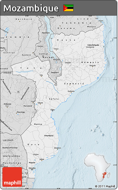 Silver Style Map of Mozambique