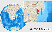 Shaded Relief Location Map of Maputo