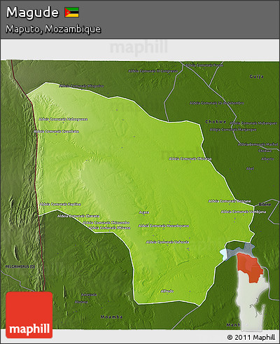 Physical 3D Map of Magude, darken
