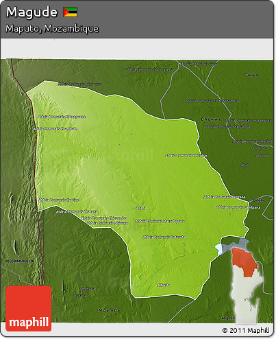 Physical 3D Map of Magude, darken
