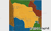 Political 3D Map of Magude, darken