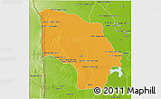 Political 3D Map of Magude, physical outside