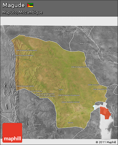 Satellite 3D Map of Magude, desaturated