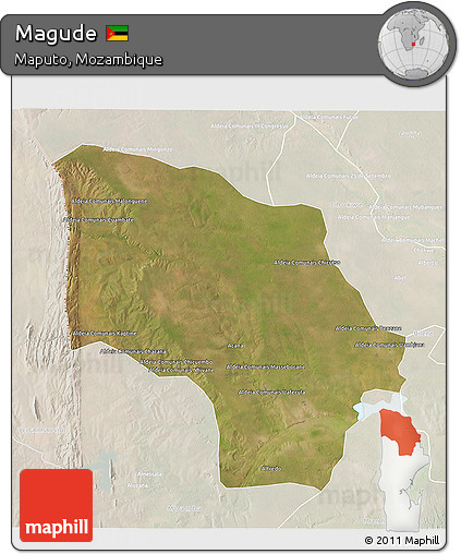 Satellite 3D Map of Magude, lighten