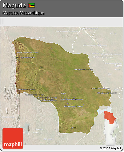 Satellite 3D Map of Magude, lighten