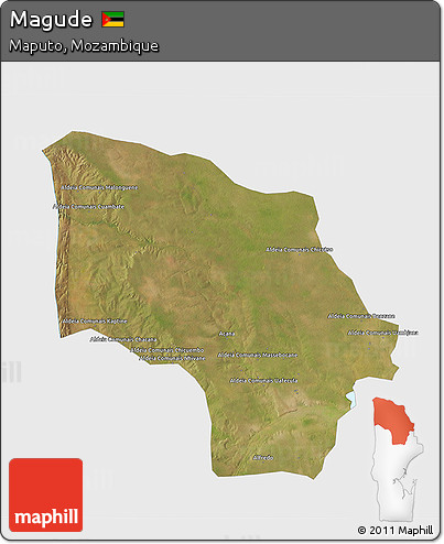 Satellite 3D Map of Magude, single color outside