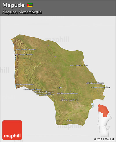 Satellite 3D Map of Magude, single color outside