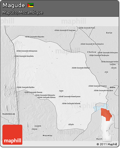Silver Style 3D Map of Magude