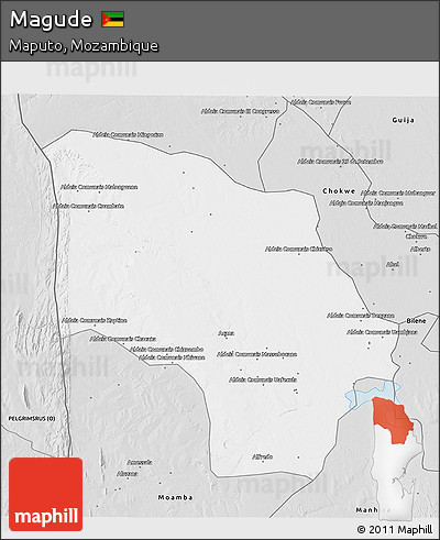 Silver Style 3D Map of Magude