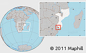 Gray Location Map of Magude, highlighted country, within the entire country