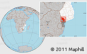 Gray Location Map of Magude, highlighted country, highlighted parent region