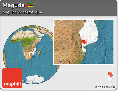 Satellite Location Map of Magude, highlighted country