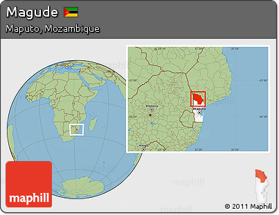 Savanna Style Location Map of Magude, highlighted parent region