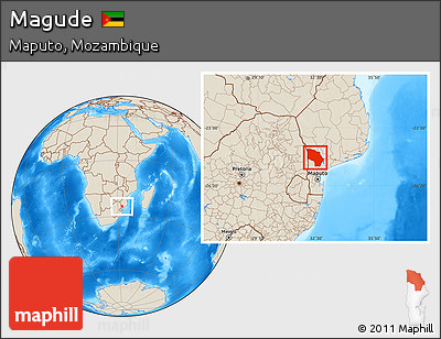 Shaded Relief Location Map of Magude