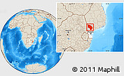 Shaded Relief Location Map of Magude, highlighted parent region