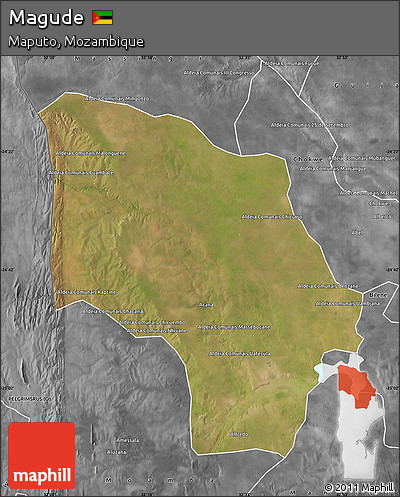 Satellite Map of Magude, desaturated