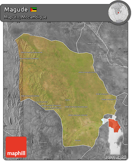 Satellite Map of Magude, desaturated