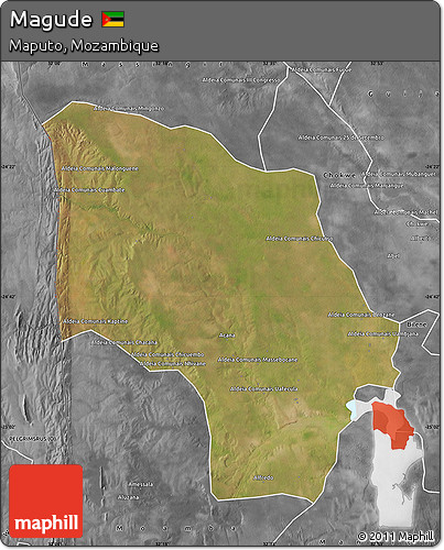 Satellite Map of Magude, desaturated