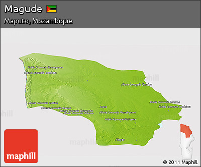 Physical Panoramic Map of Magude, cropped outside