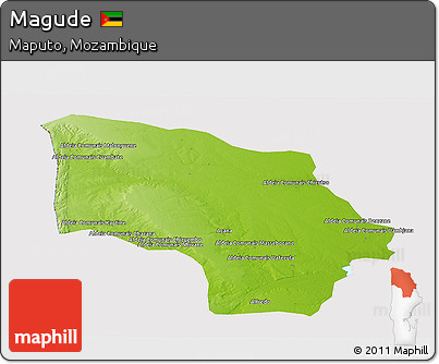 Physical Panoramic Map of Magude, cropped outside